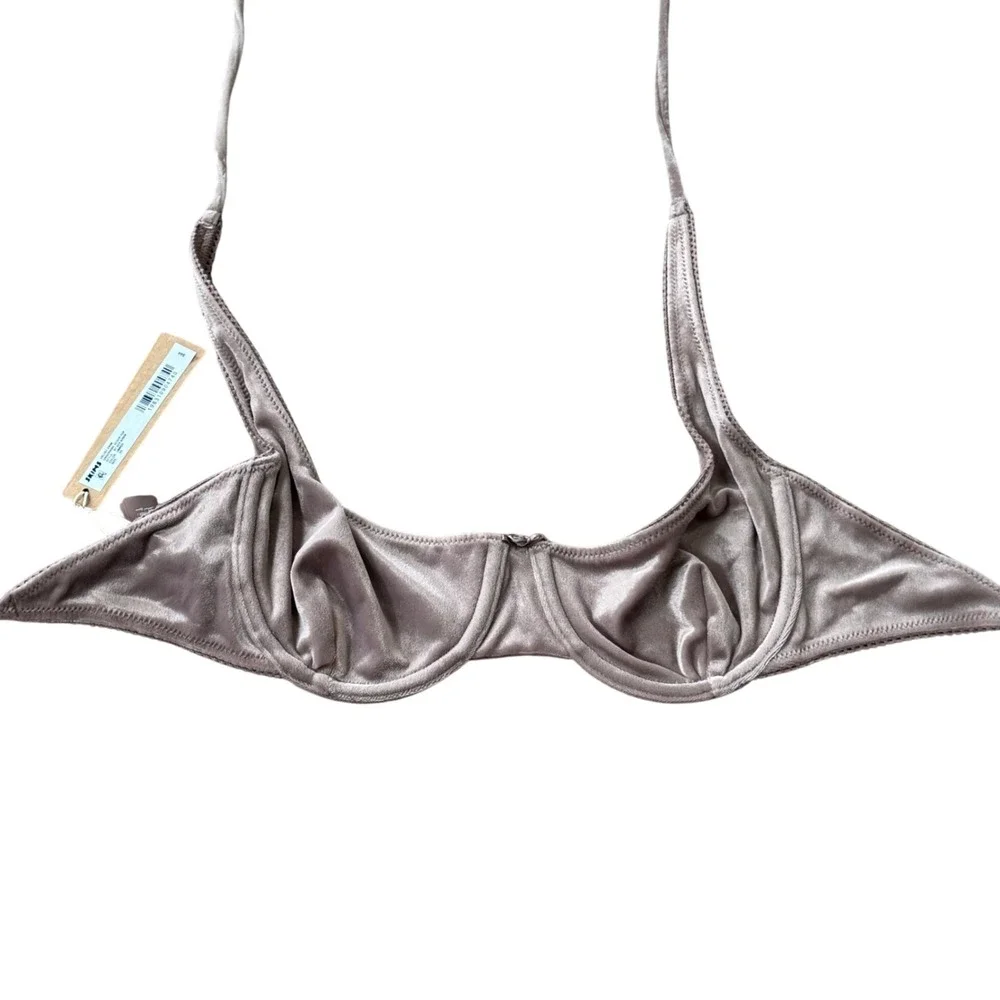 SKIMS Velvet Swim Underwire Scoop Top Umber Brown Bikini XS BT-SCP-8256W NEW